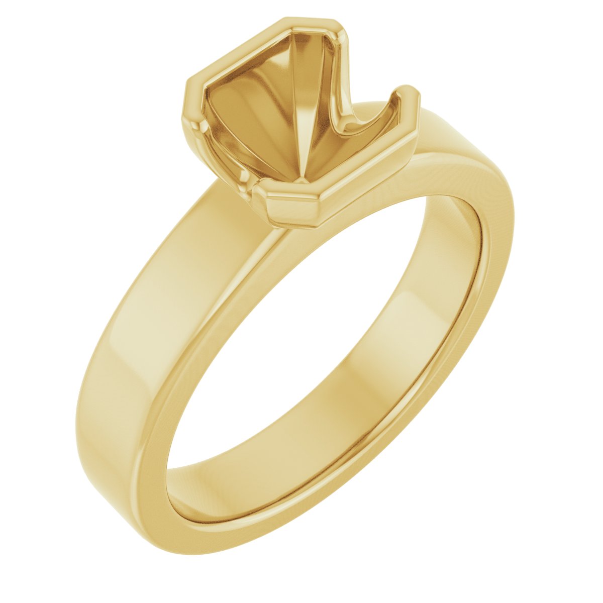 Half-Bezel Solitaire Engagement Ring or Band