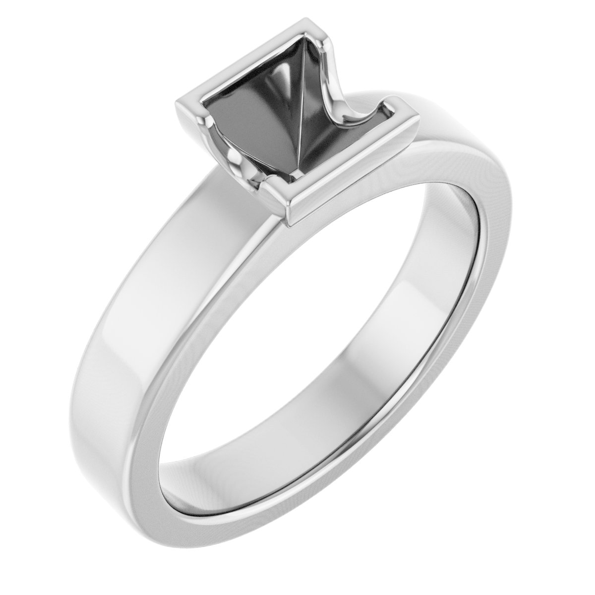 Half-Bezel Solitaire Engagement Ring or Band