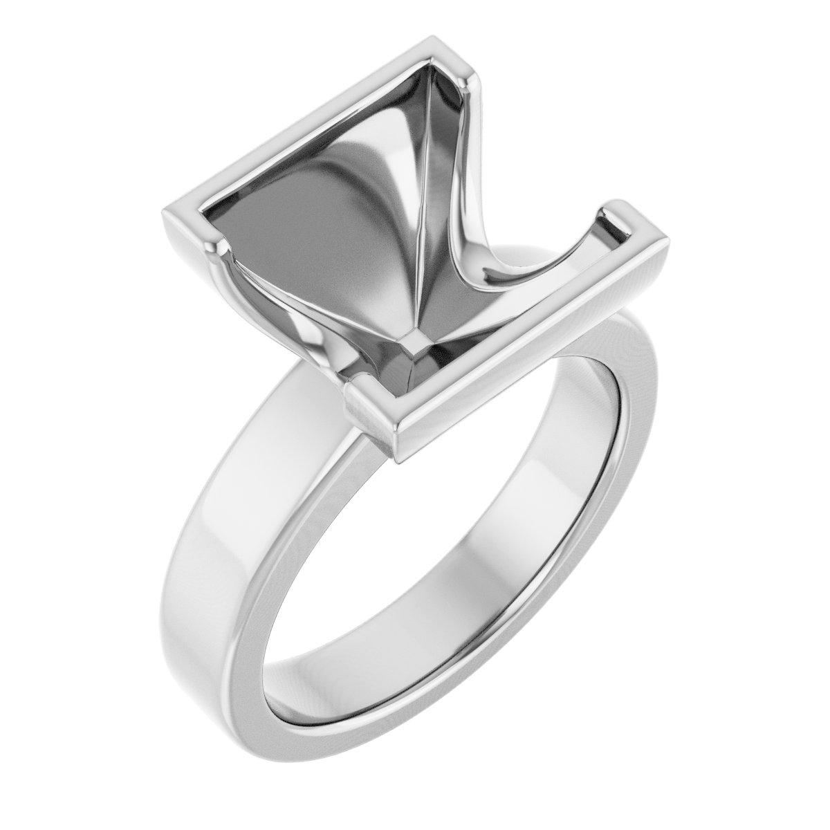 Half-Bezel Solitaire Engagement Ring or Band