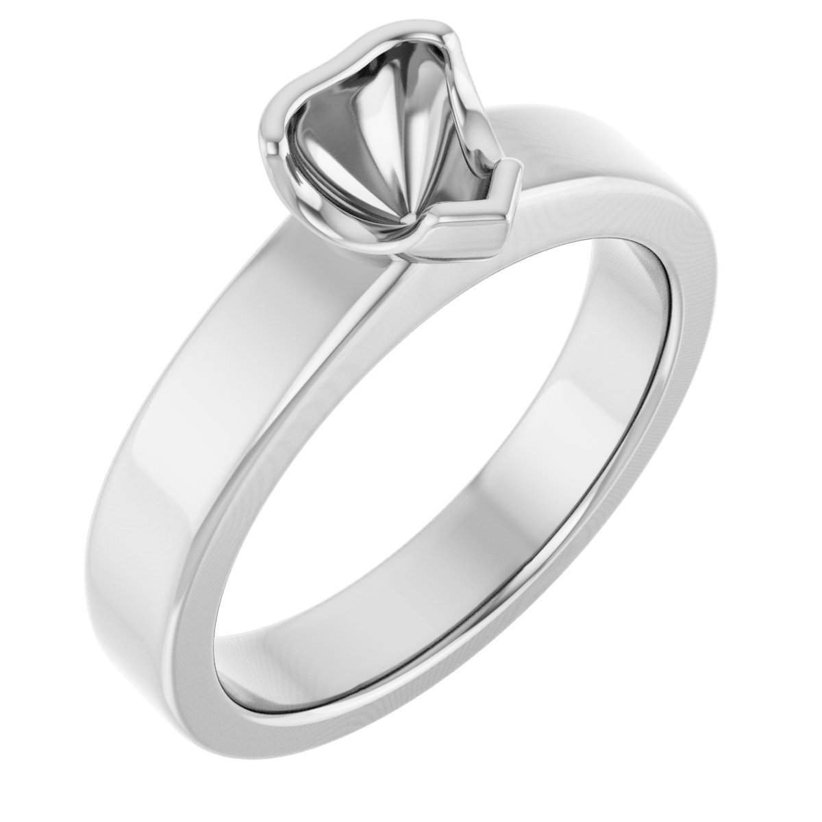 Half-Bezel Solitaire Engagement Ring or Band
