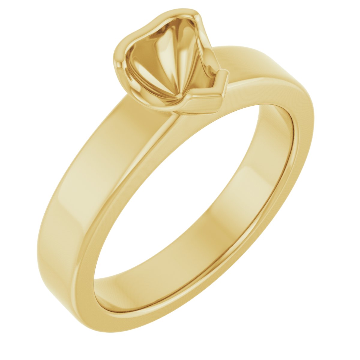 Half-Bezel Solitaire Engagement Ring or Band