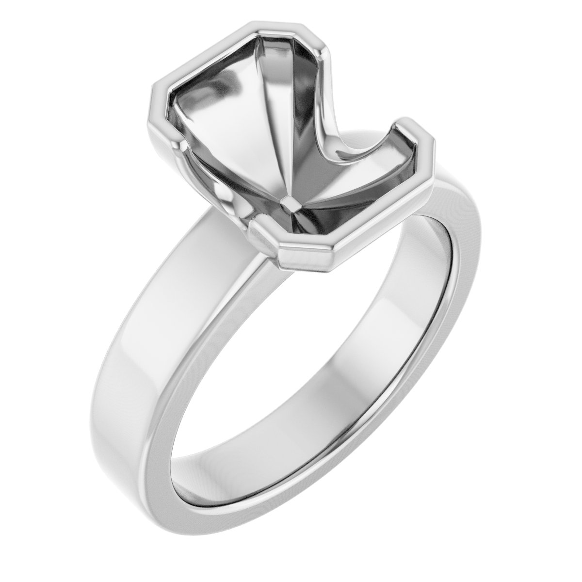 Half-Bezel Solitaire Engagement Ring or Band