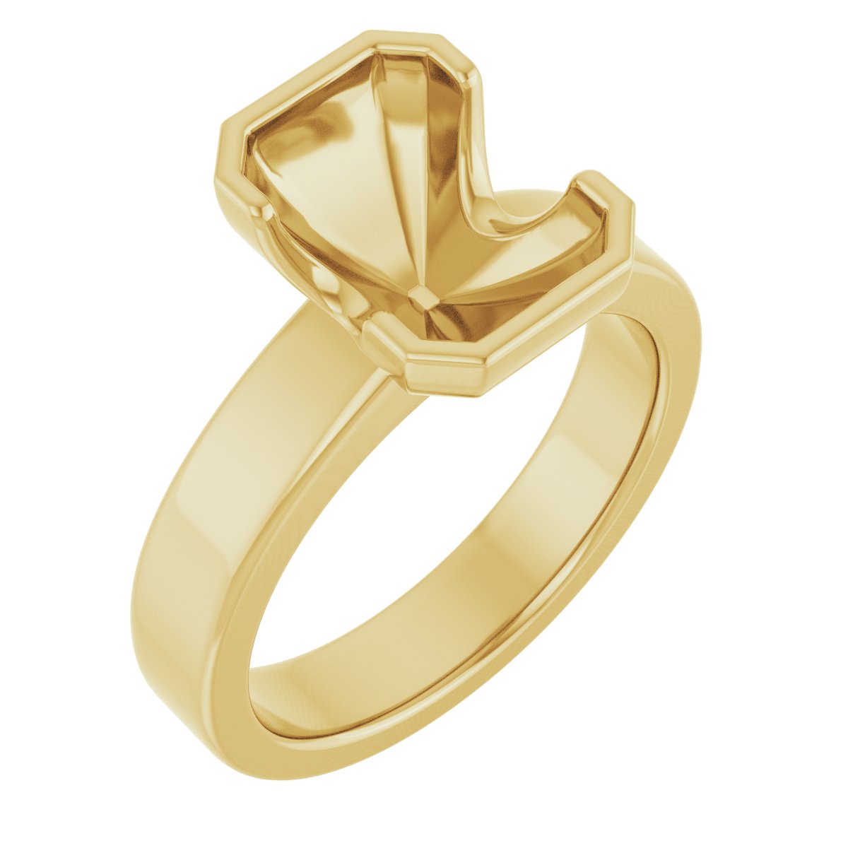 Half-Bezel Solitaire Engagement Ring or Band