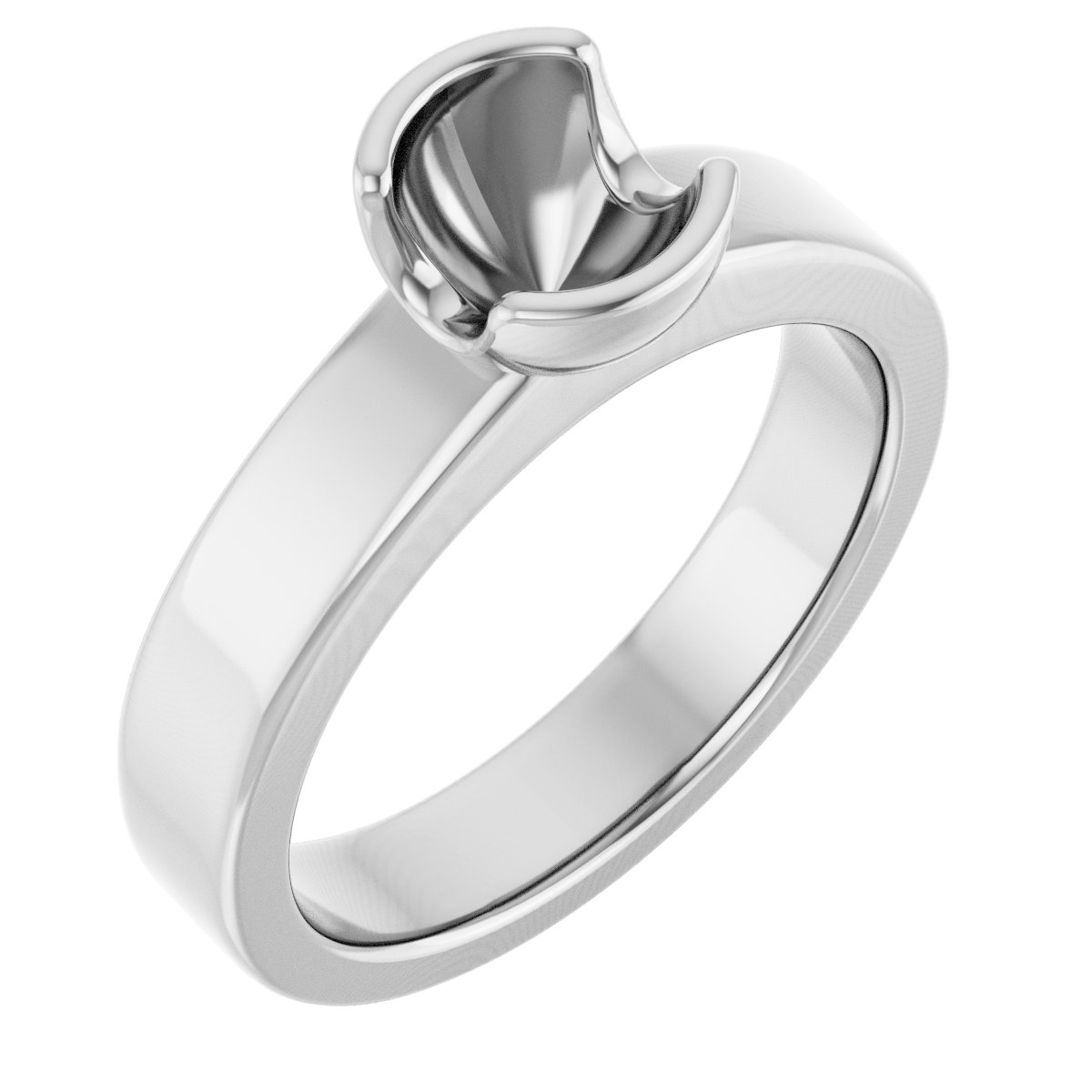 Half-Bezel Solitaire Engagement Ring or Band