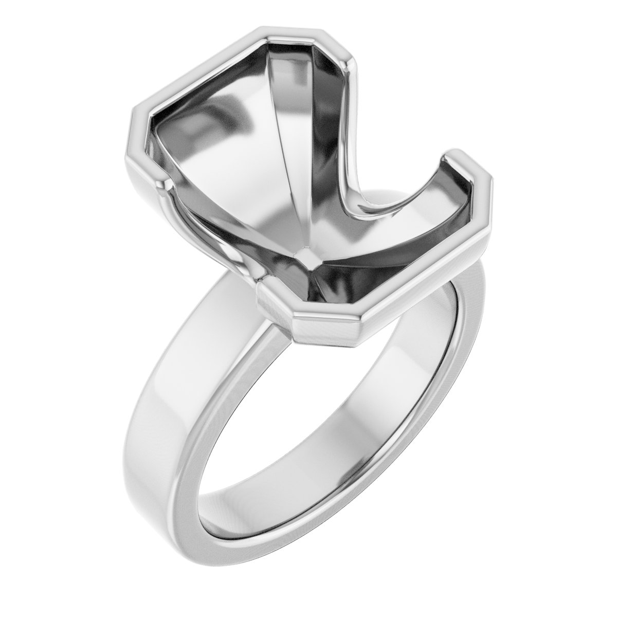 Half-Bezel Solitaire Engagement Ring or Band