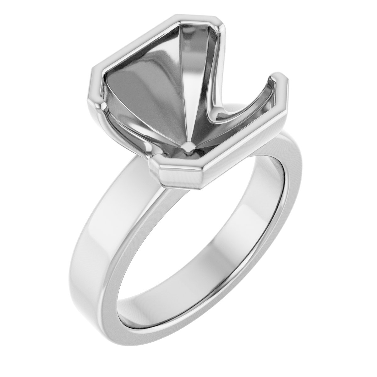 Half-Bezel Solitaire Engagement Ring or Band