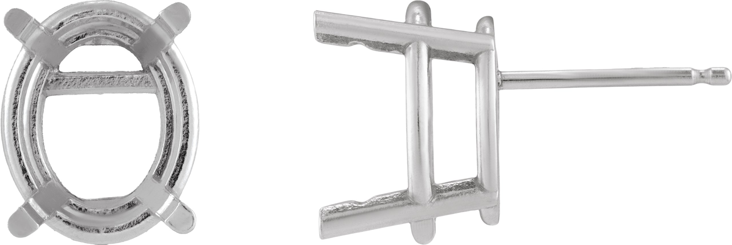 Oval 4-Prong Pre-Notched Stud Earrings