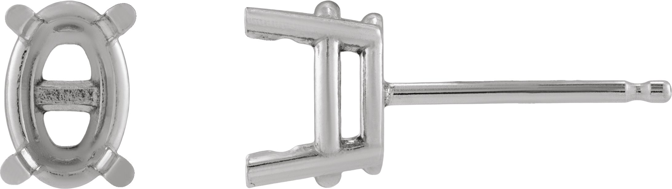 Oval 4-Prong Pre-Notched Stud Earrings