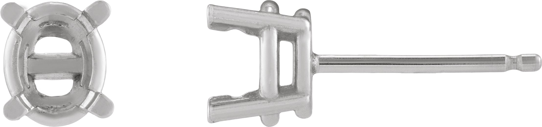Oval 4-Prong Pre-Notched Stud Earrings