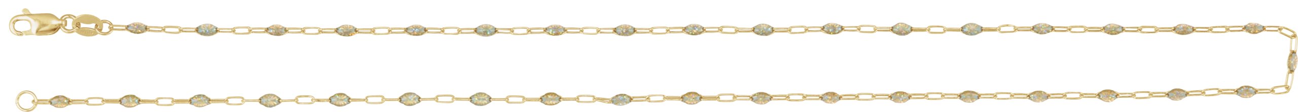 14K Yellow Gold-Filled 1.6 mm Multi-Color Enamel Bead Paperclip-Style 20 Chain