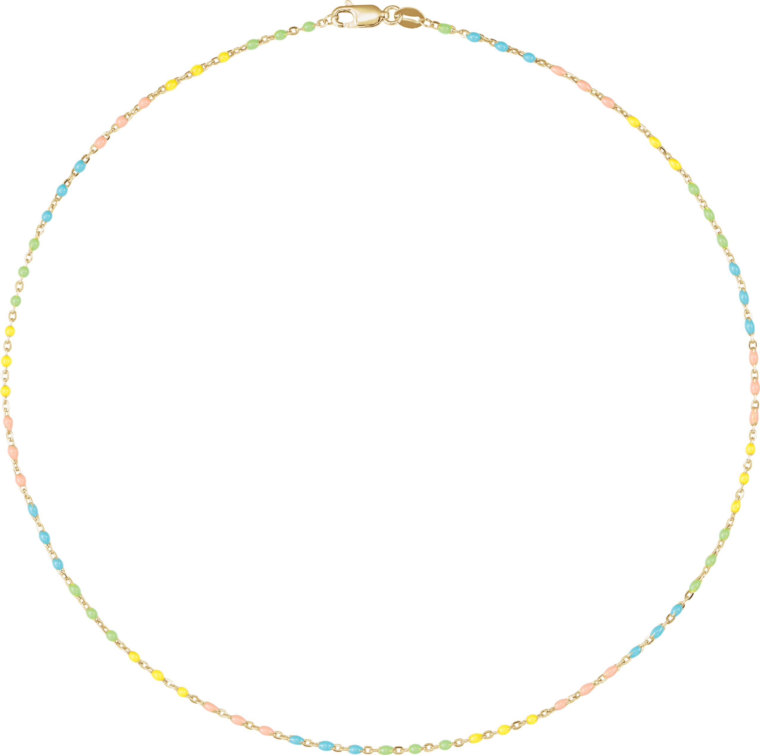 14K Yellow Gold-Filled 1.7 mm Multicolor Enamel Bead Cable 16 Chain