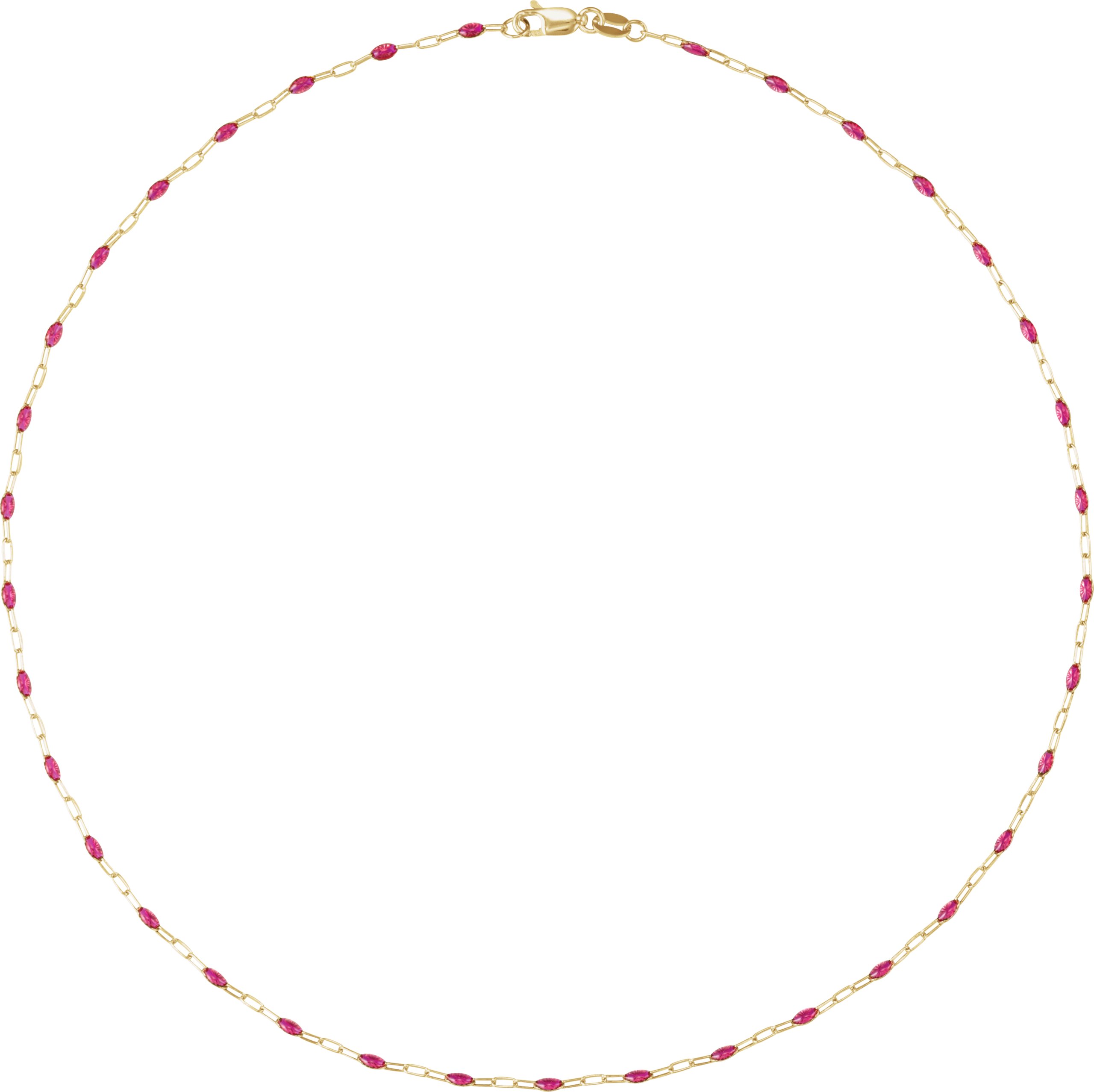 14K Yellow Gold-Filled 1.6 mm Pink Enamel Bead Paperclip-Style 16 Chain