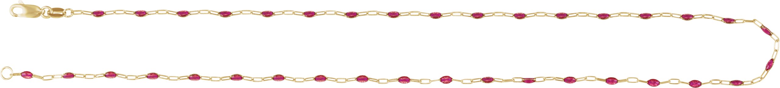 14K Yellow Gold-Filled 1.6 mm Pink Enamel Bead Paperclip-Style 16 Chain