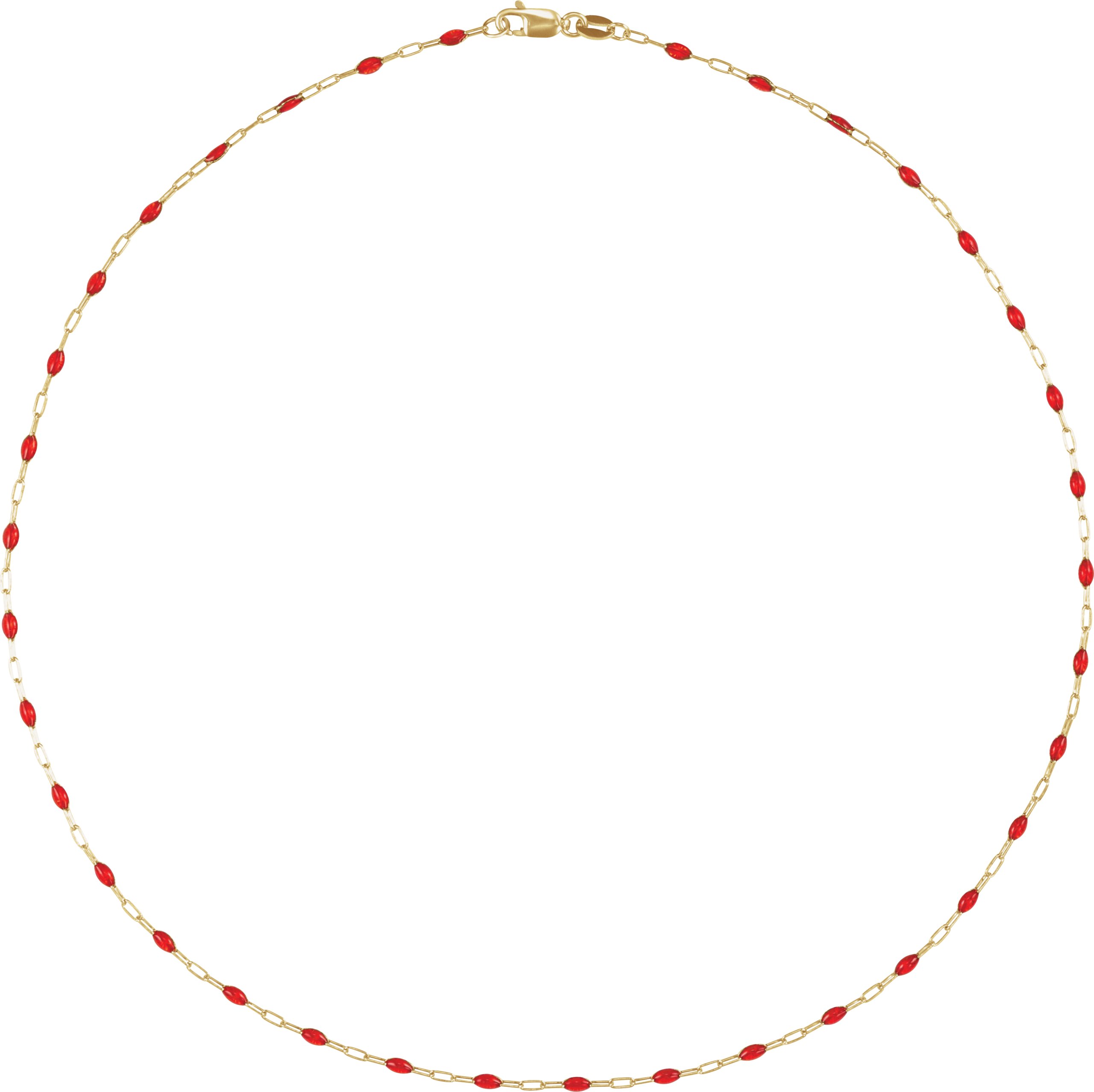 14K Yellow Gold-Filled 1.6 mm Red Enamel Paperclip-Style 18 Chain