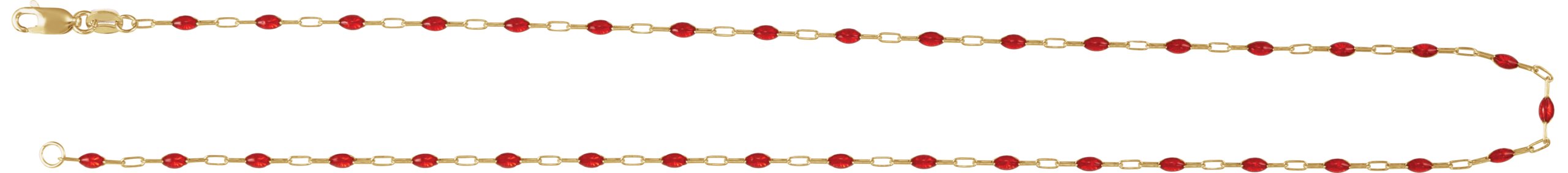 14K Yellow Gold-Filled 1.6 mm Red Enamel Paperclip-Style 18 Chain