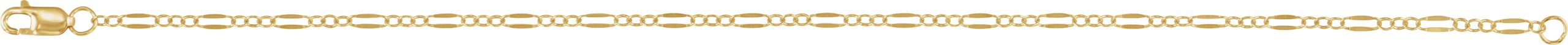 14K Yellow Gold-Filled 2.3 mm Dapped Cable 7 Chain