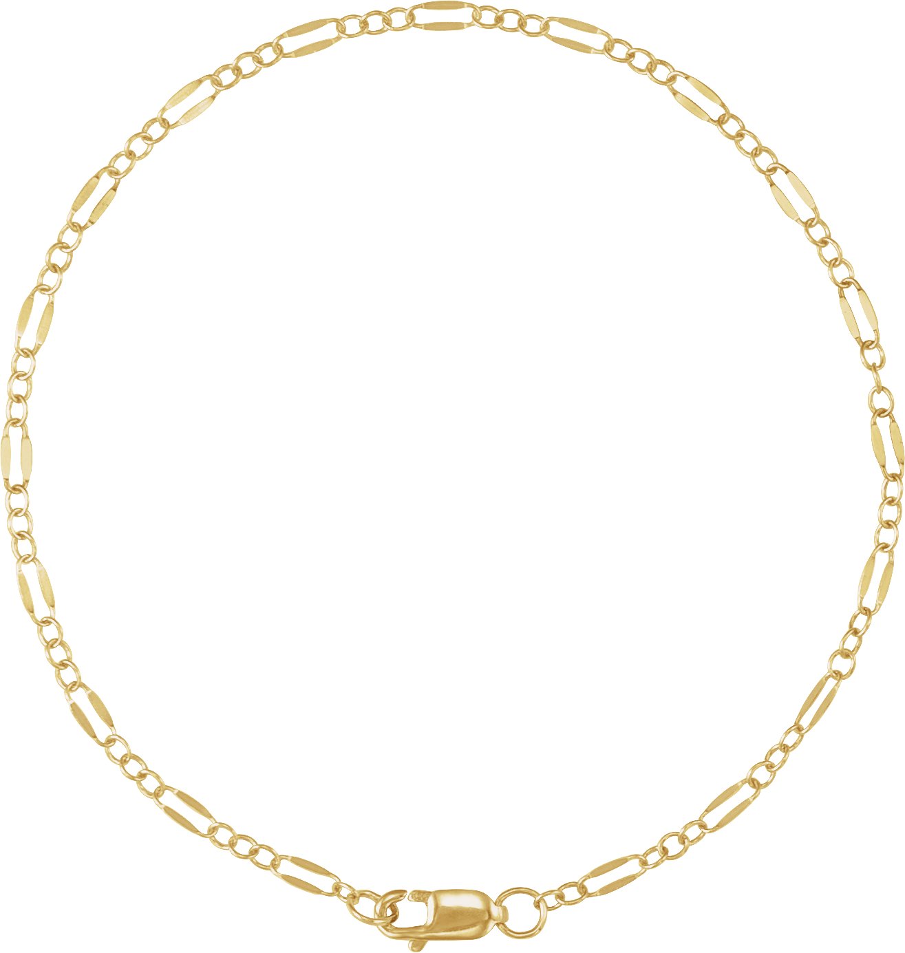 14K Yellow Gold-Filled 2.3 mm Dapped Cable 7 Chain