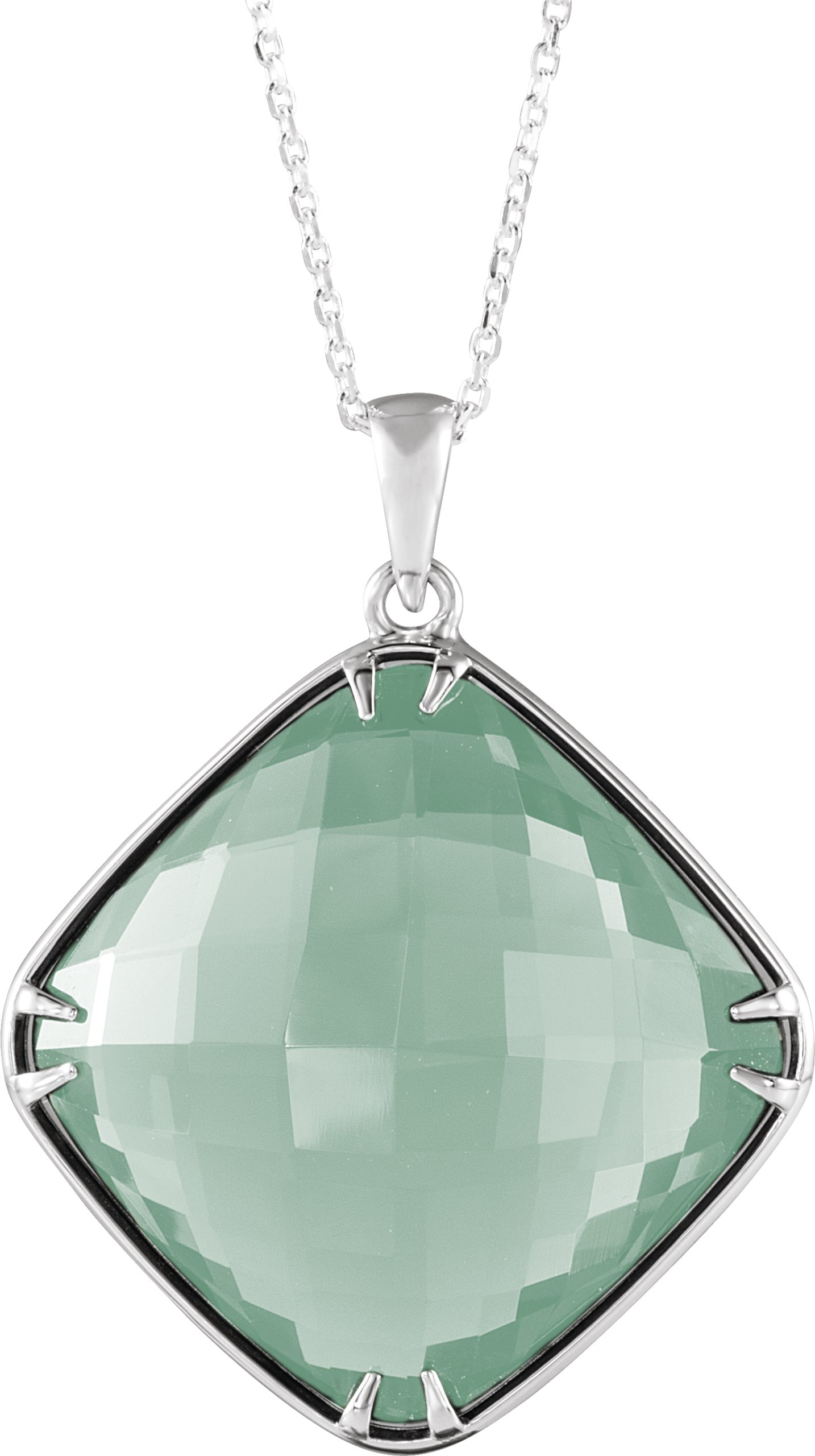 Natural Green Quartz Necklace – Sterling Silver
