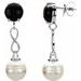 Sterling Silver Cultured White Freshwater Pearl & Natural Black Onyx Earrings
