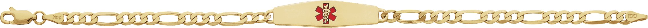 14K Yellow Medical Identification Red Enamel 7" Bracelet