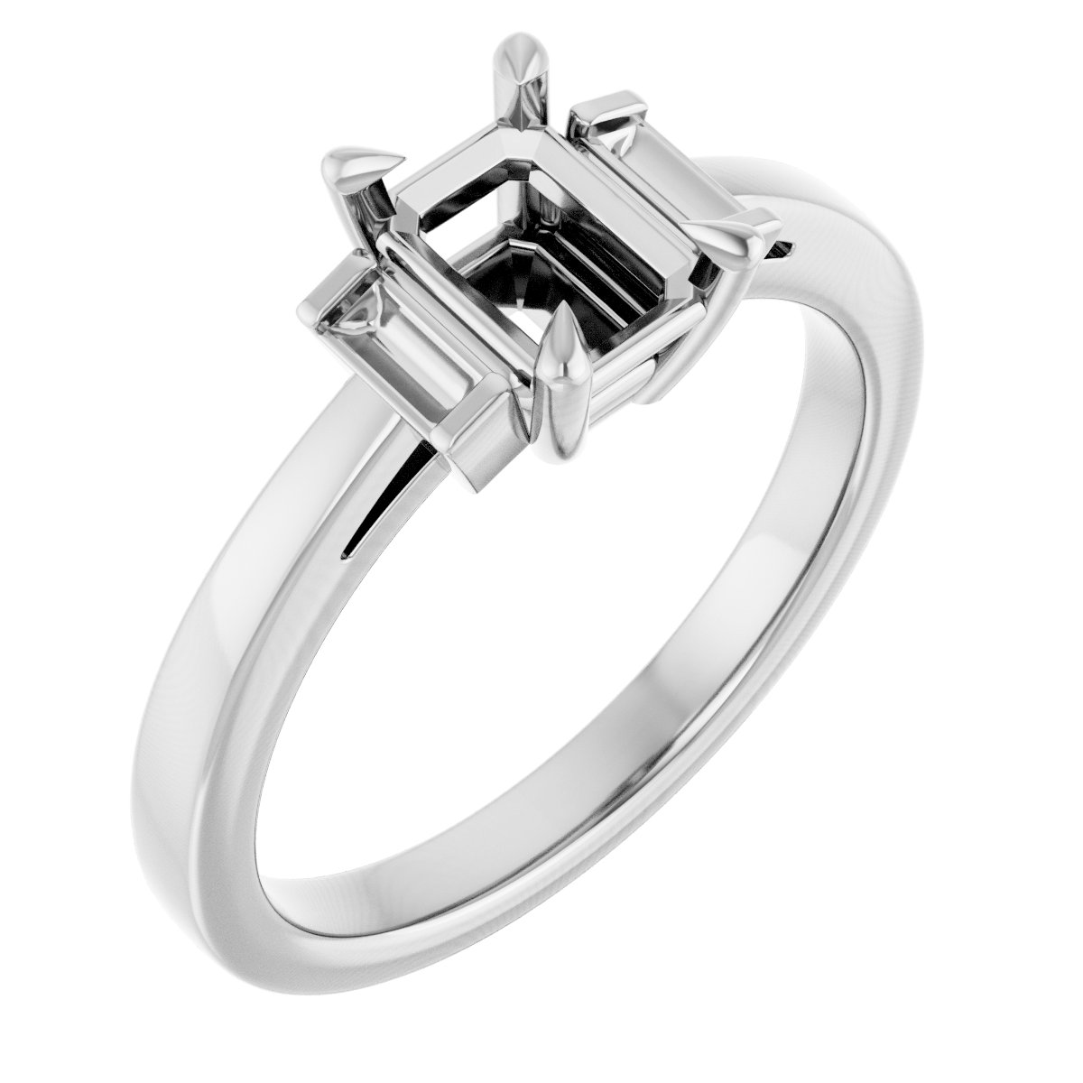 Claw-Prong Three-Stone Engagement Ring or Band