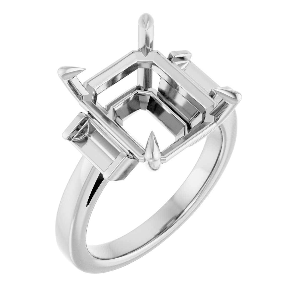 Claw-Prong Three-Stone Engagement Ring or Band