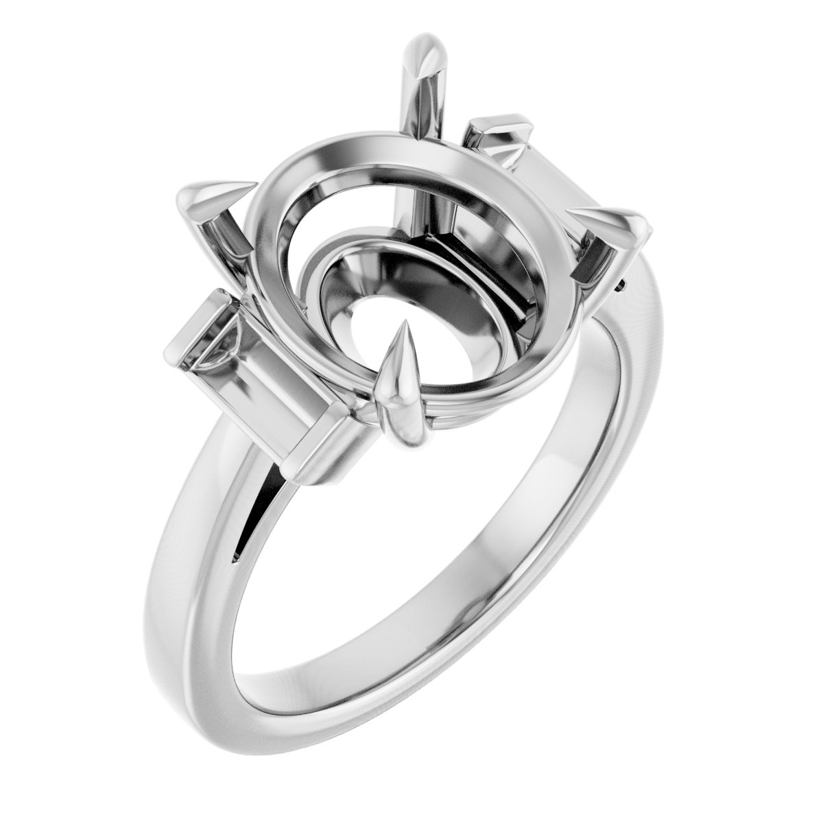 Claw-Prong Three-Stone Engagement Ring or Band