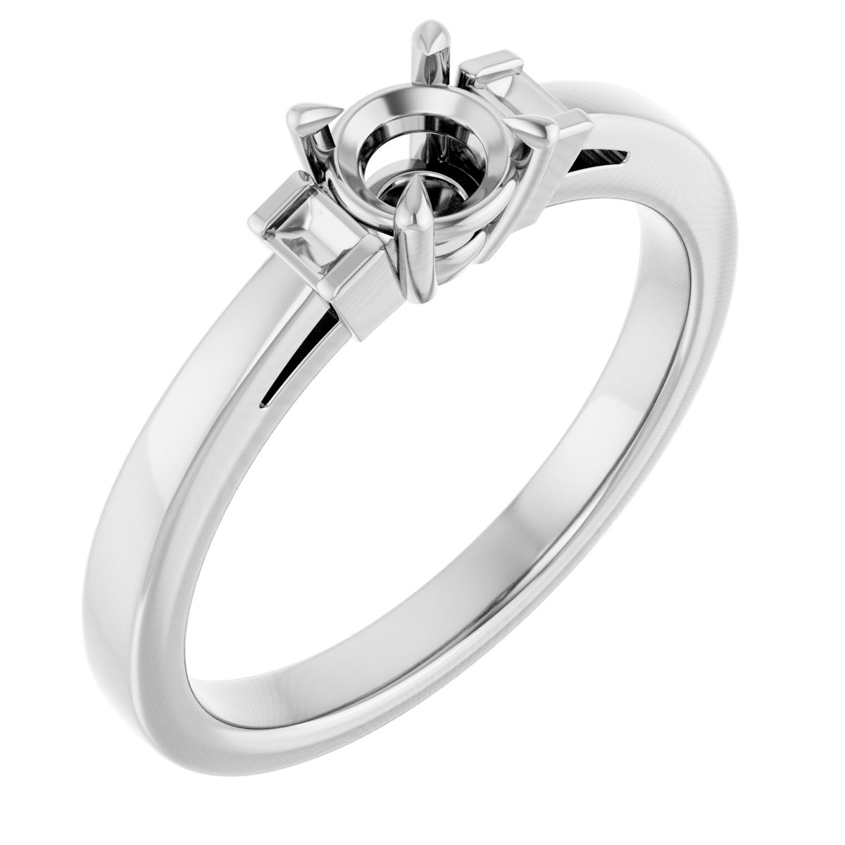 Claw-Prong Three-Stone Engagement Ring or Band