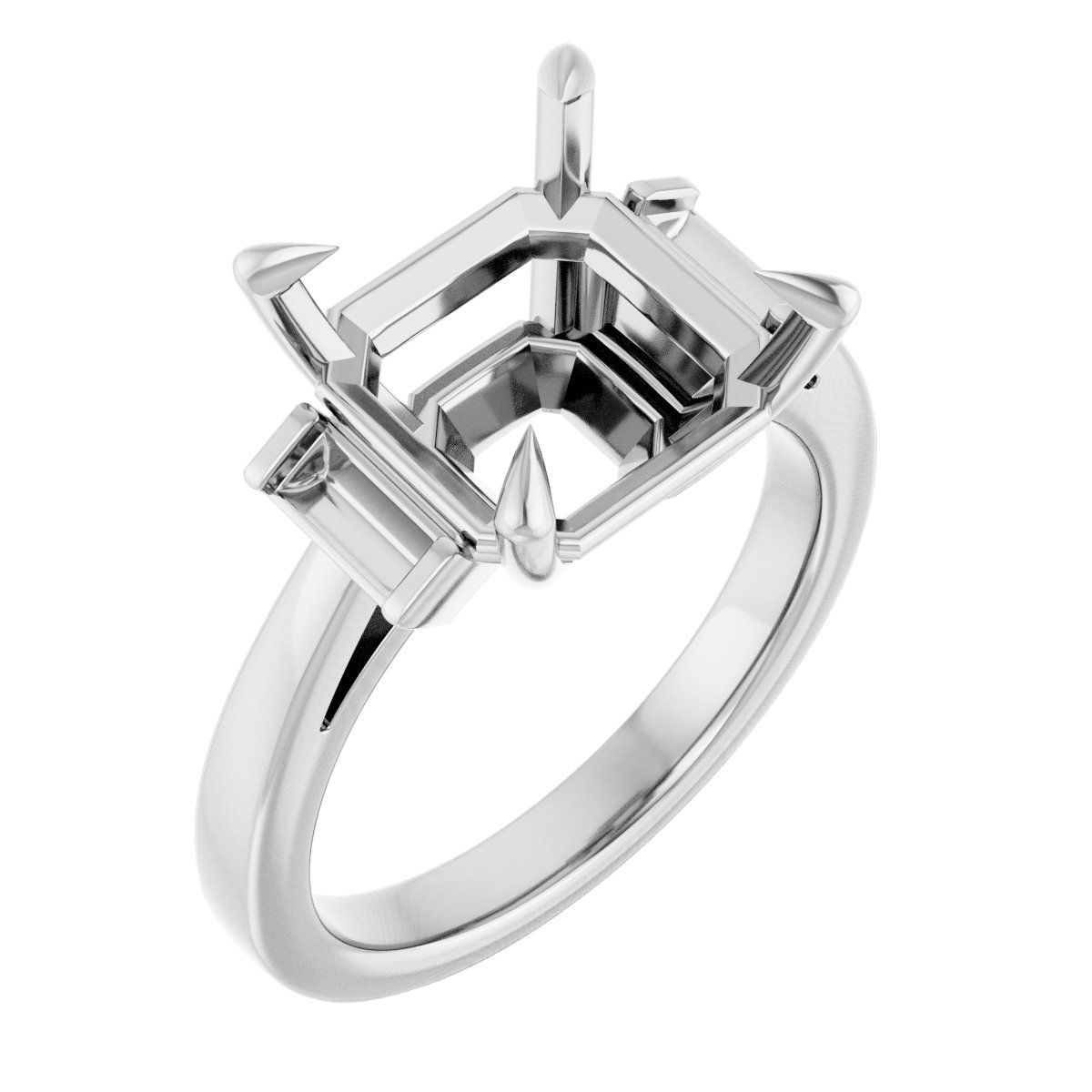 Claw-Prong Three-Stone Engagement Ring or Band
