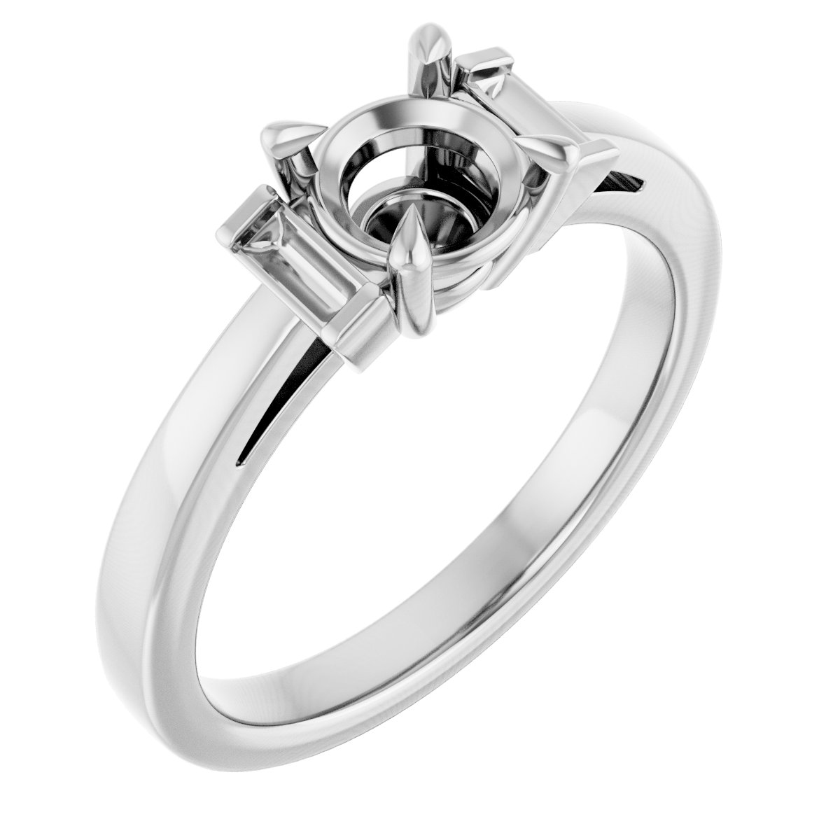 Claw-Prong Three-Stone Engagement Ring or Band