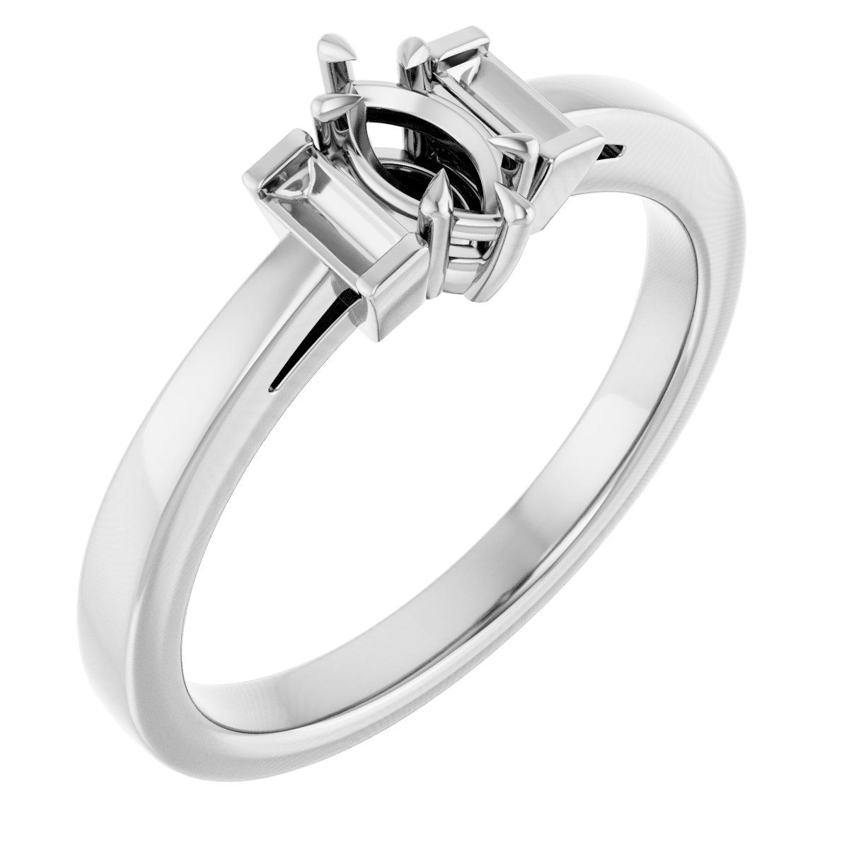 Claw-Prong Three-Stone Engagement Ring or Band