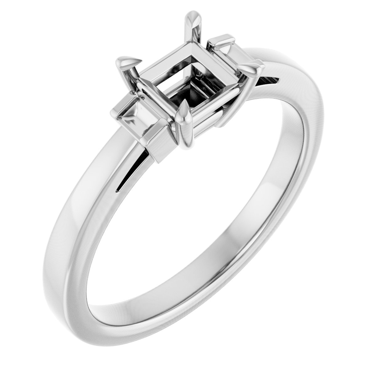 Claw-Prong Three-Stone Engagement Ring or Band
