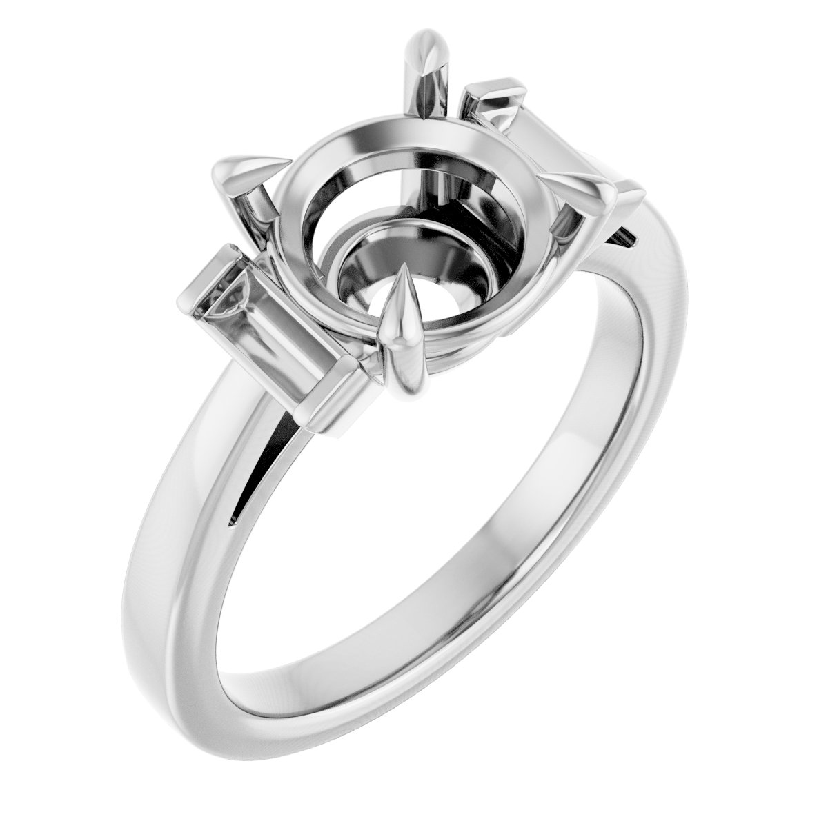 Claw-Prong Three-Stone Engagement Ring or Band