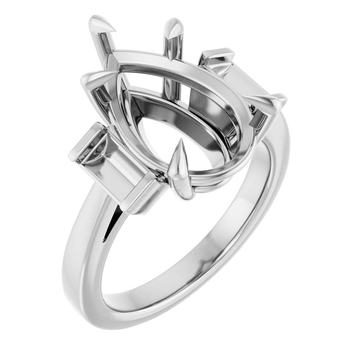 Claw-Prong Three-Stone Engagement Ring or Band
