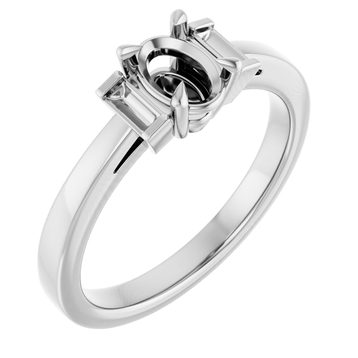 Claw-Prong Three-Stone Engagement Ring or Band