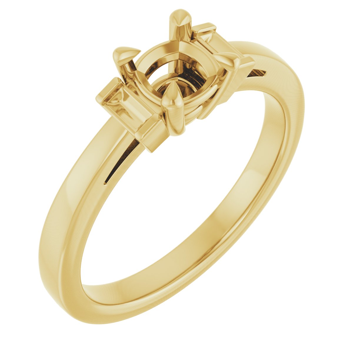 Claw-Prong Three-Stone Engagement Ring or Band
