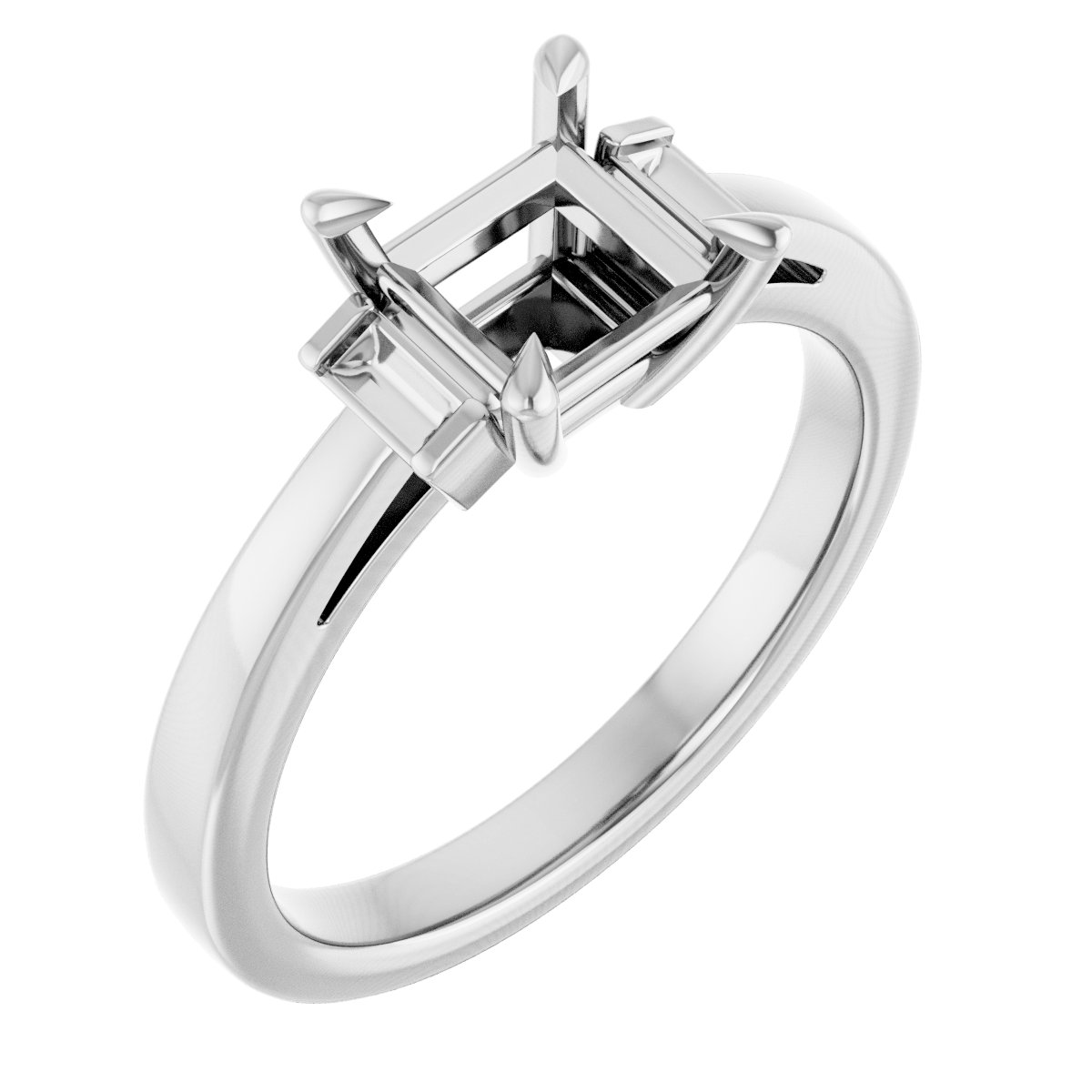 Claw-Prong Three-Stone Engagement Ring or Band