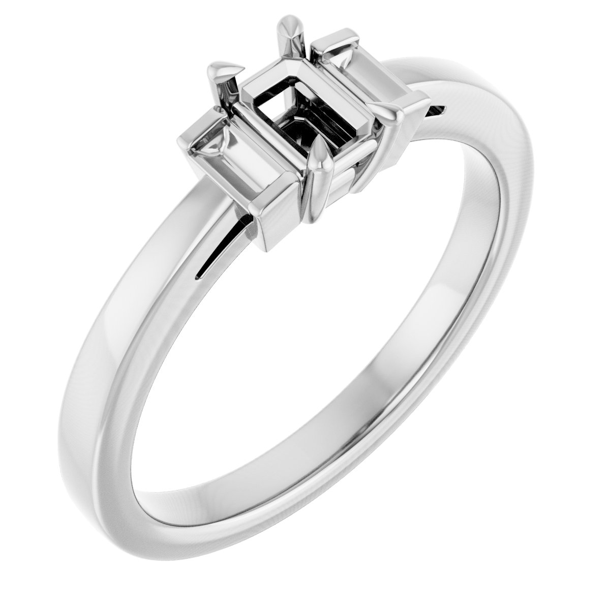 Claw-Prong Three-Stone Engagement Ring or Band