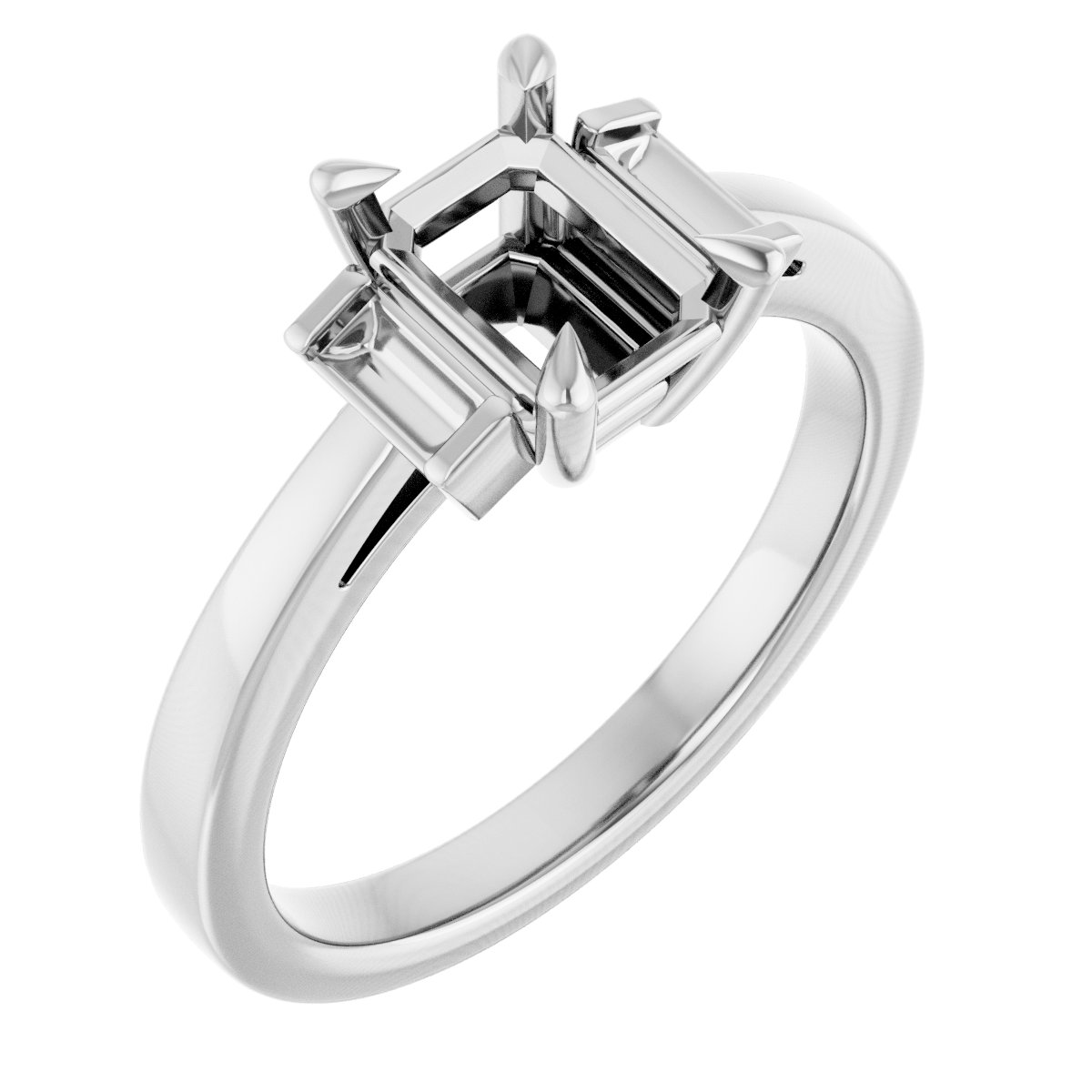Claw-Prong Three-Stone Engagement Ring or Band