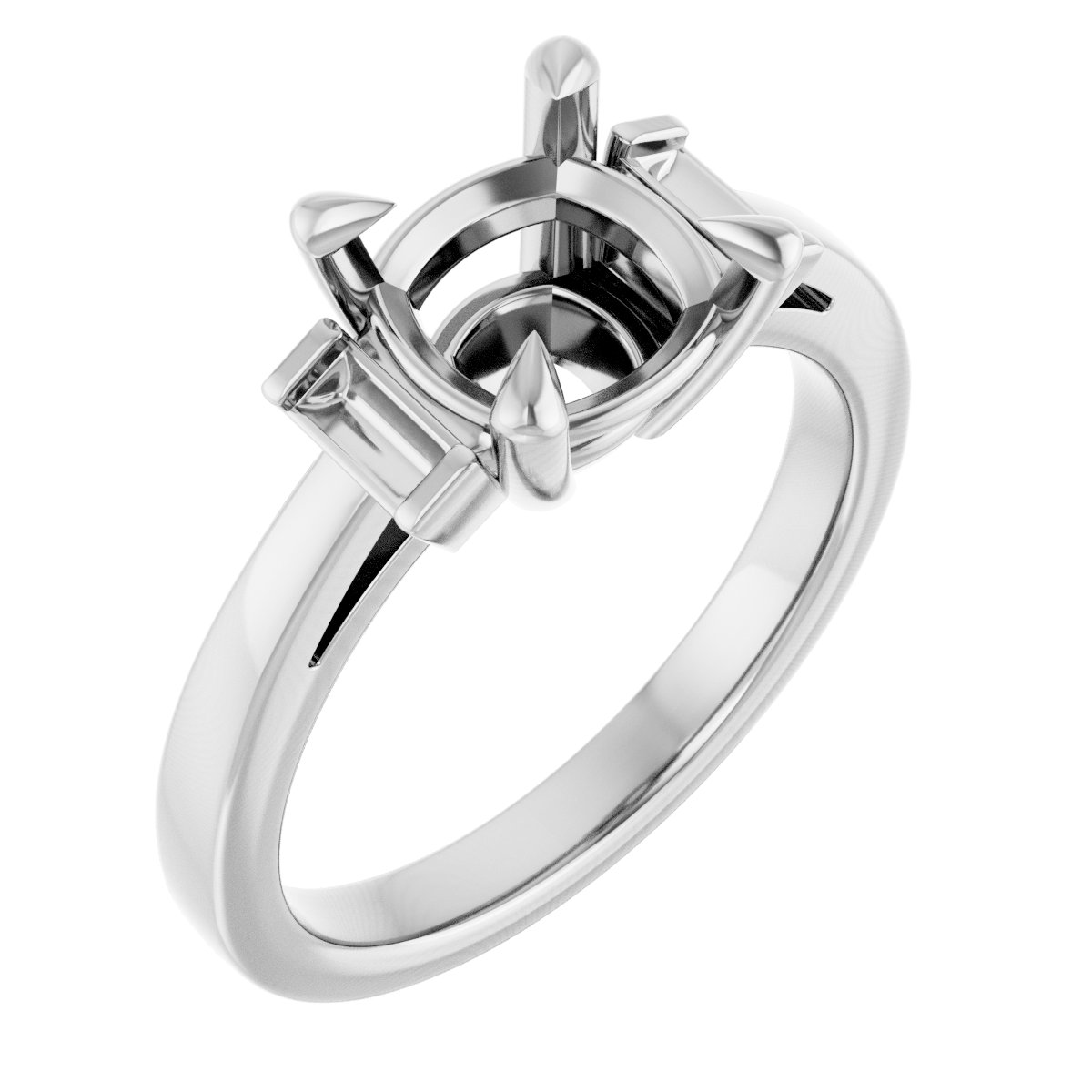 Claw-Prong Three-Stone Engagement Ring or Band