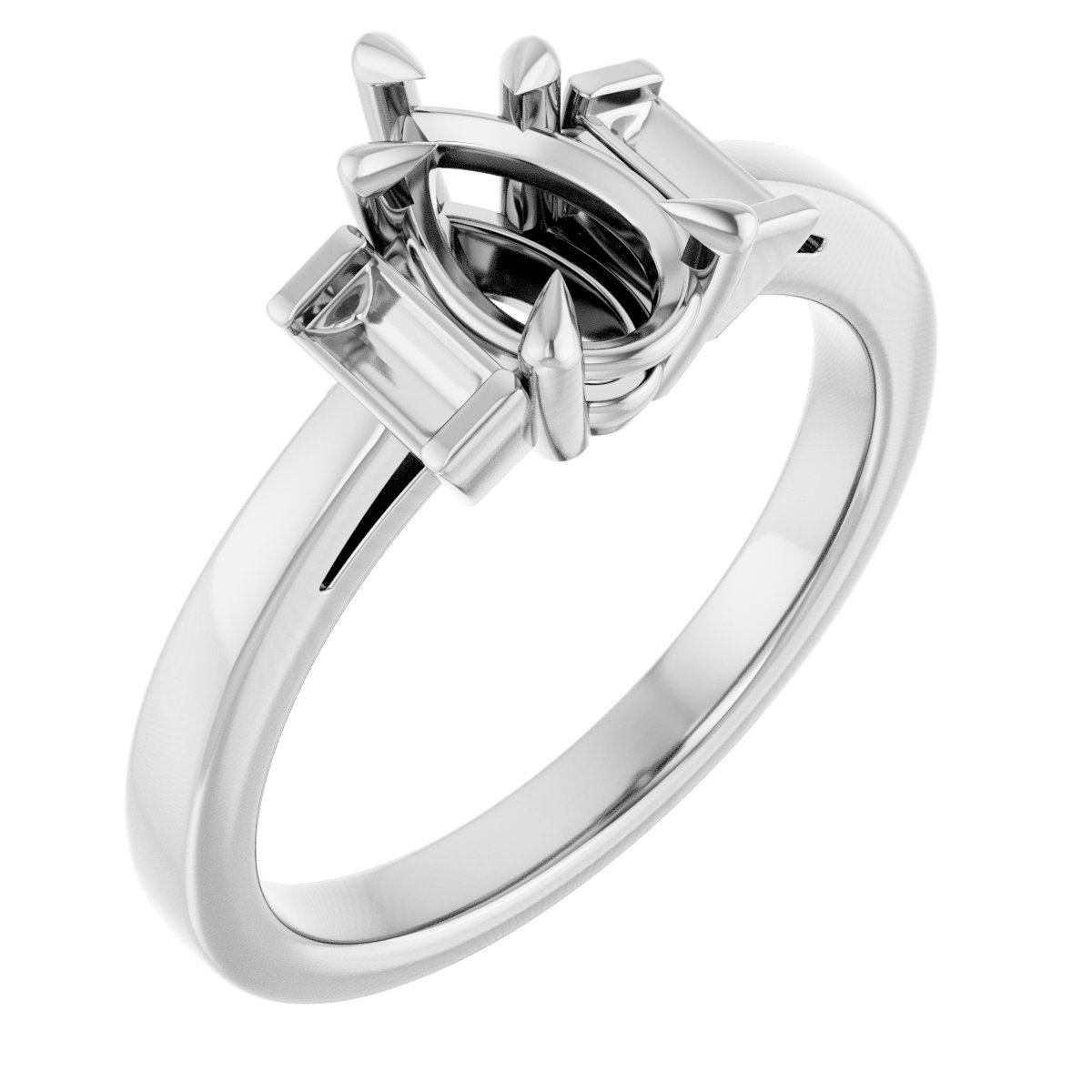 Claw-Prong Three-Stone Engagement Ring or Band