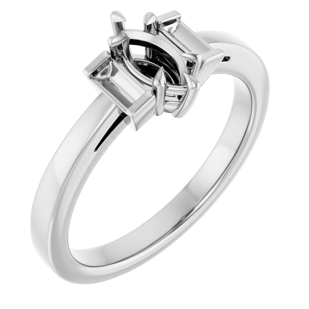 Claw-Prong Three-Stone Engagement Ring or Band