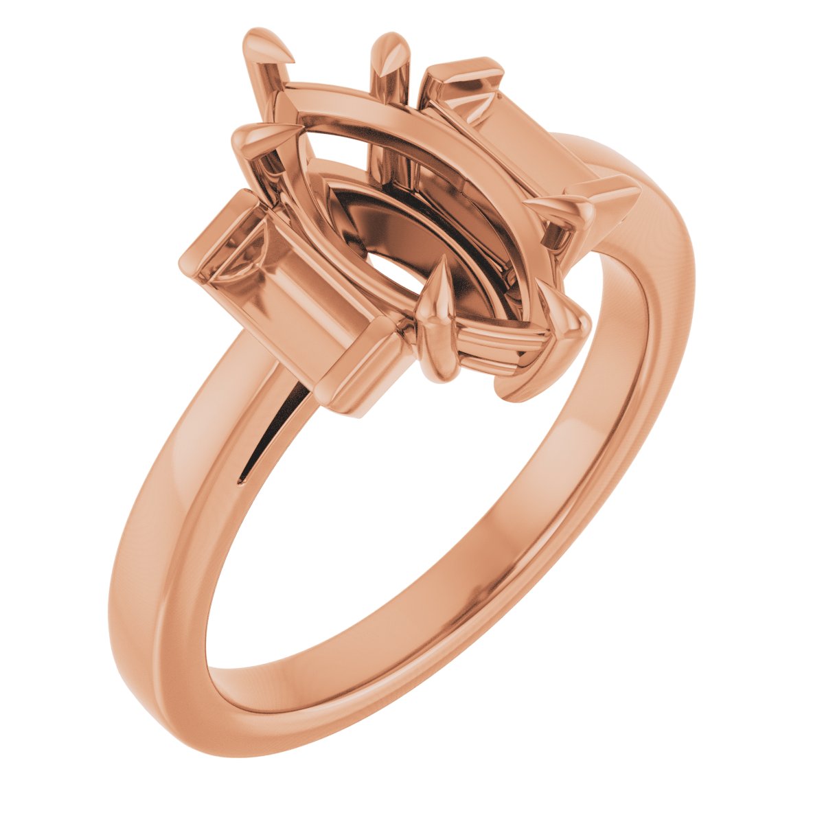 Claw-Prong Three-Stone Engagement Ring or Band
