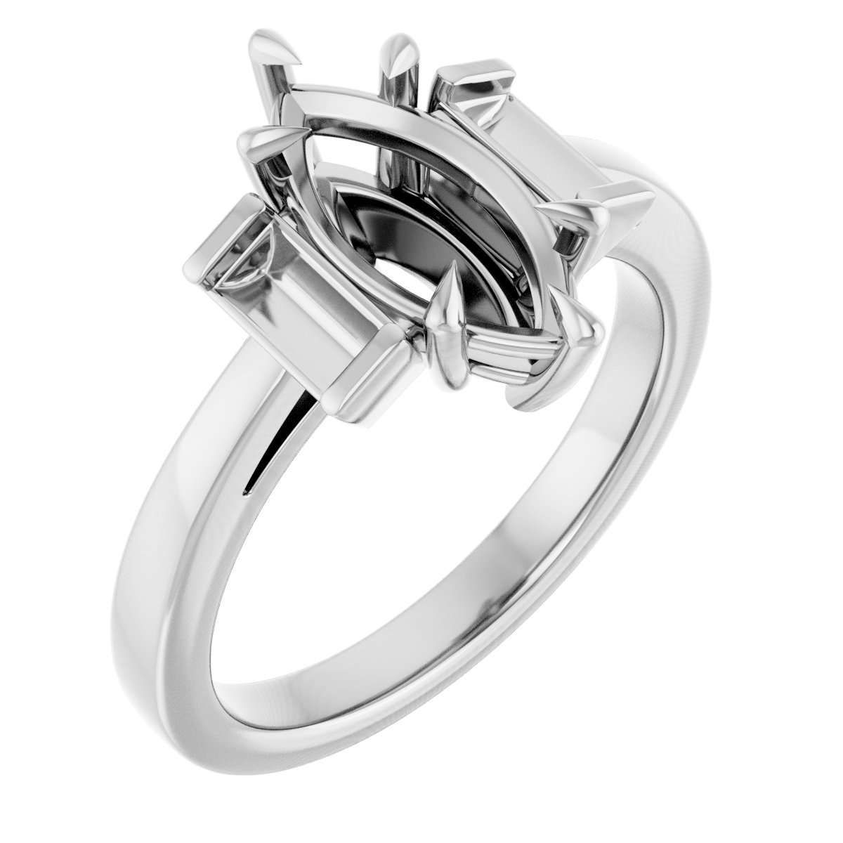 Claw-Prong Three-Stone Engagement Ring or Band
