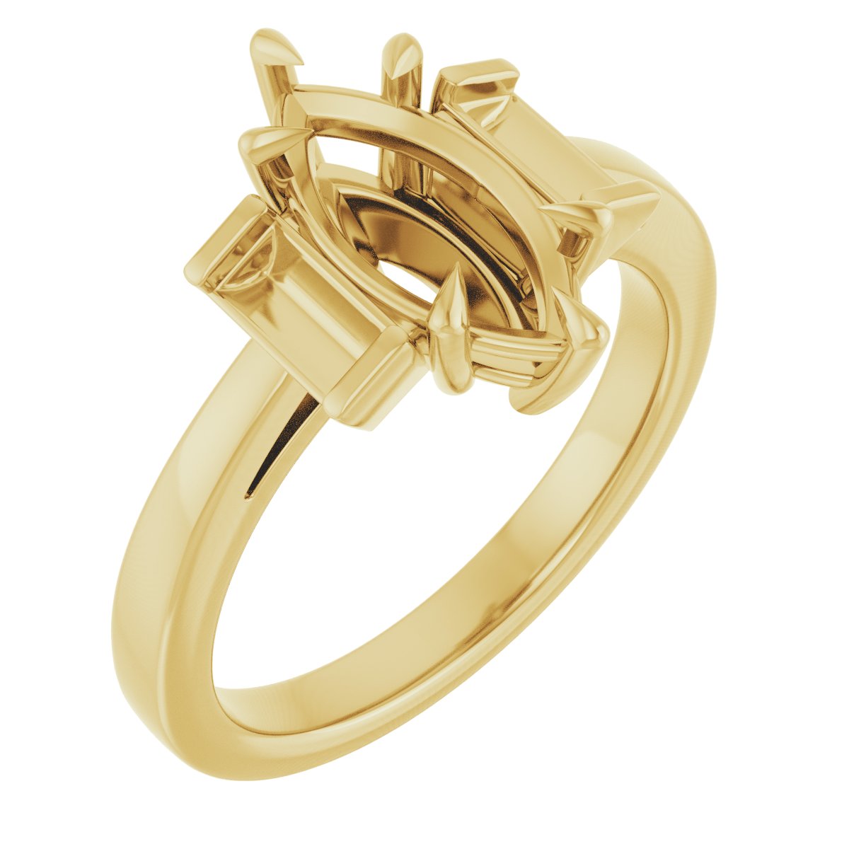 Claw-Prong Three-Stone Engagement Ring or Band