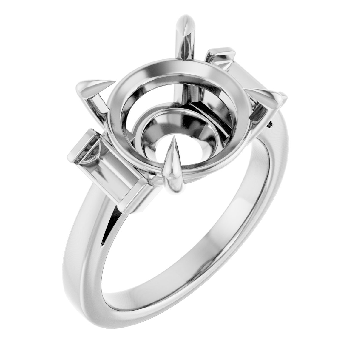 Claw-Prong Three-Stone Engagement Ring or Band