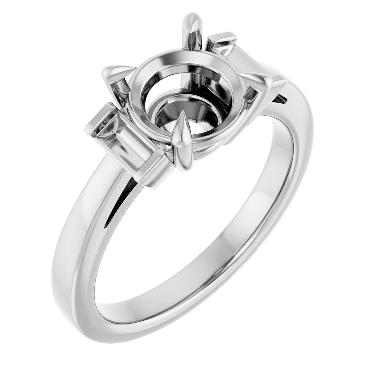 Claw-Prong Three-Stone Engagement Ring or Band
