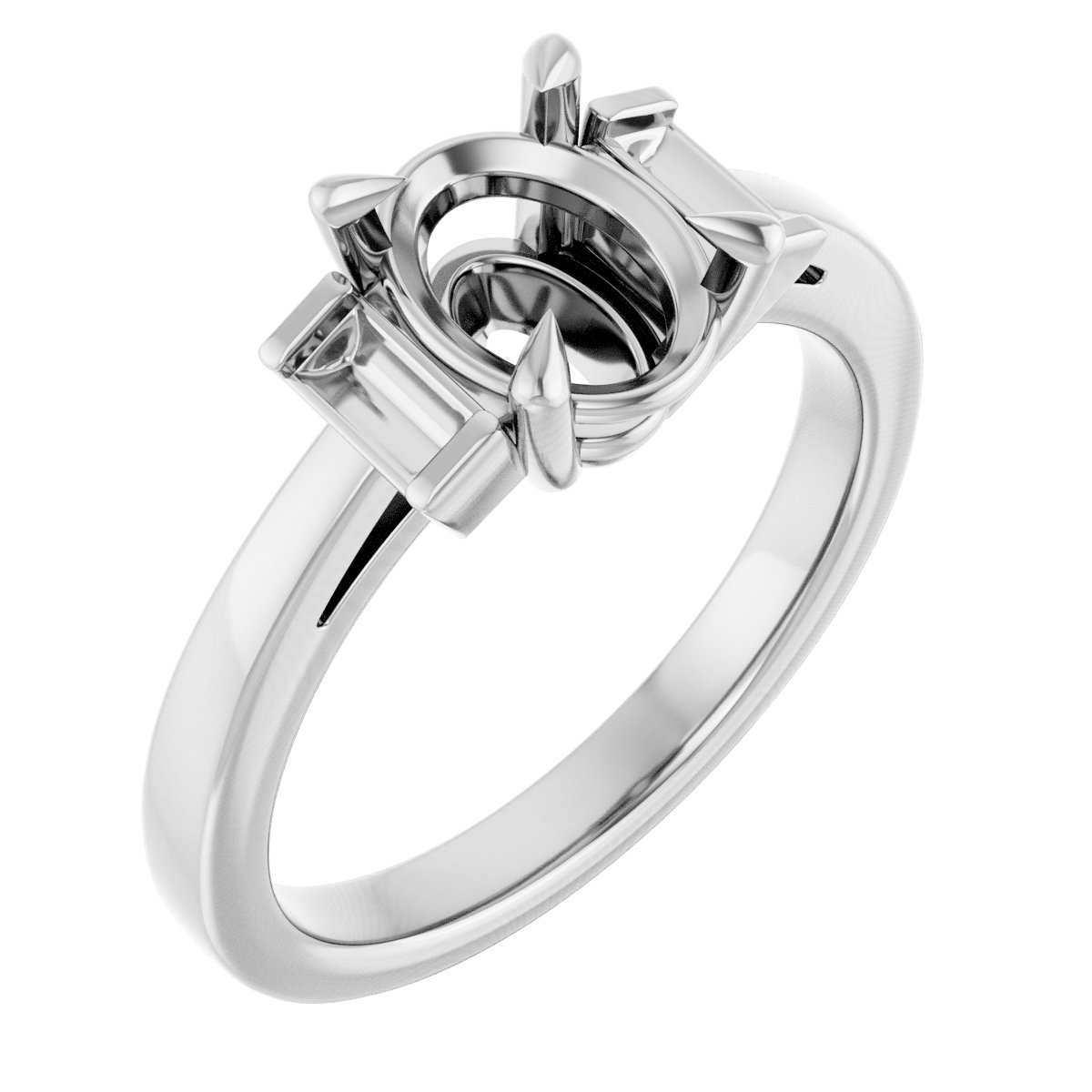 Claw-Prong Three-Stone Engagement Ring or Band