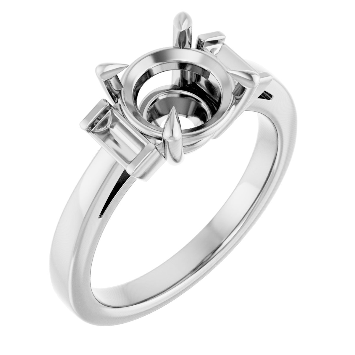 Claw-Prong Three-Stone Engagement Ring or Band