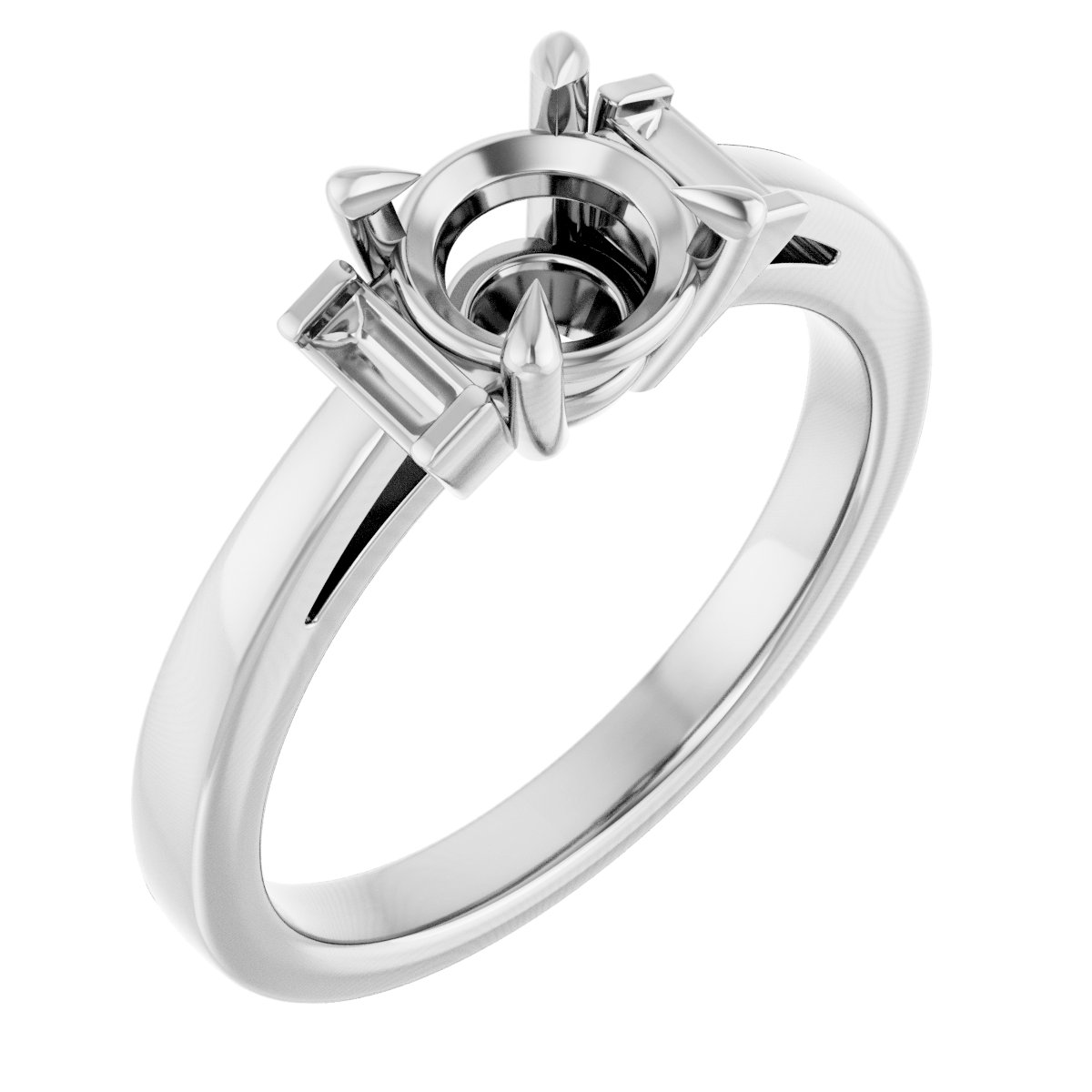 Claw-Prong Three-Stone Engagement Ring or Band